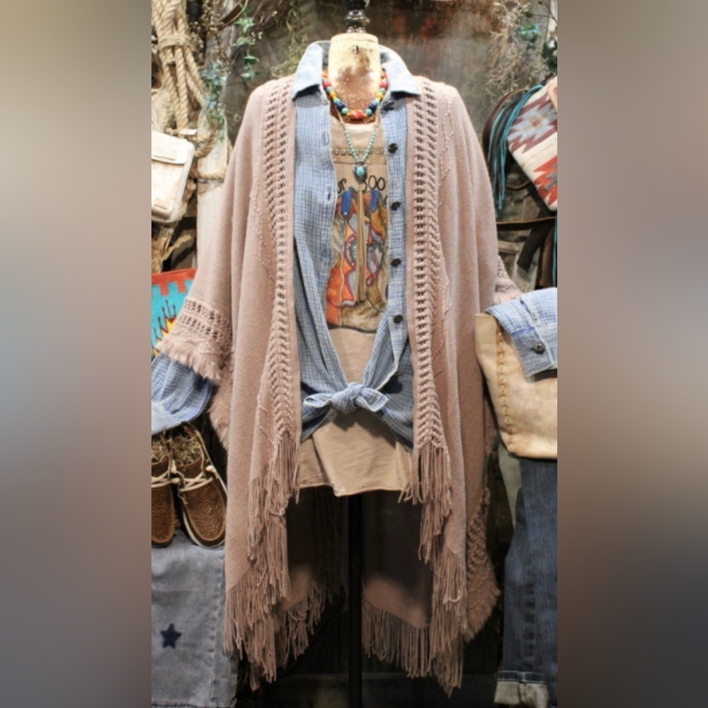 Cream Open Front Shrug with Three Quarter Sleeves